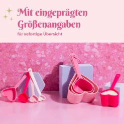 Messbecher- und Messlöffel-Set, Herz, rosa pink, 8-tlg.