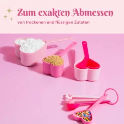 Messbecher- und Messlöffel-Set, Herz, rosa pink, 8-tlg.