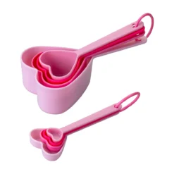 Messbecher- und Messlöffel-Set, Herz, rosa pink, 8-tlg.