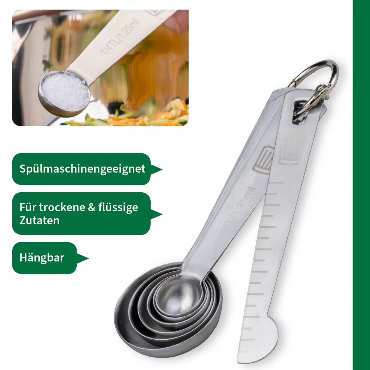 Messlöffelset, Edelstahl, 7-teilig
