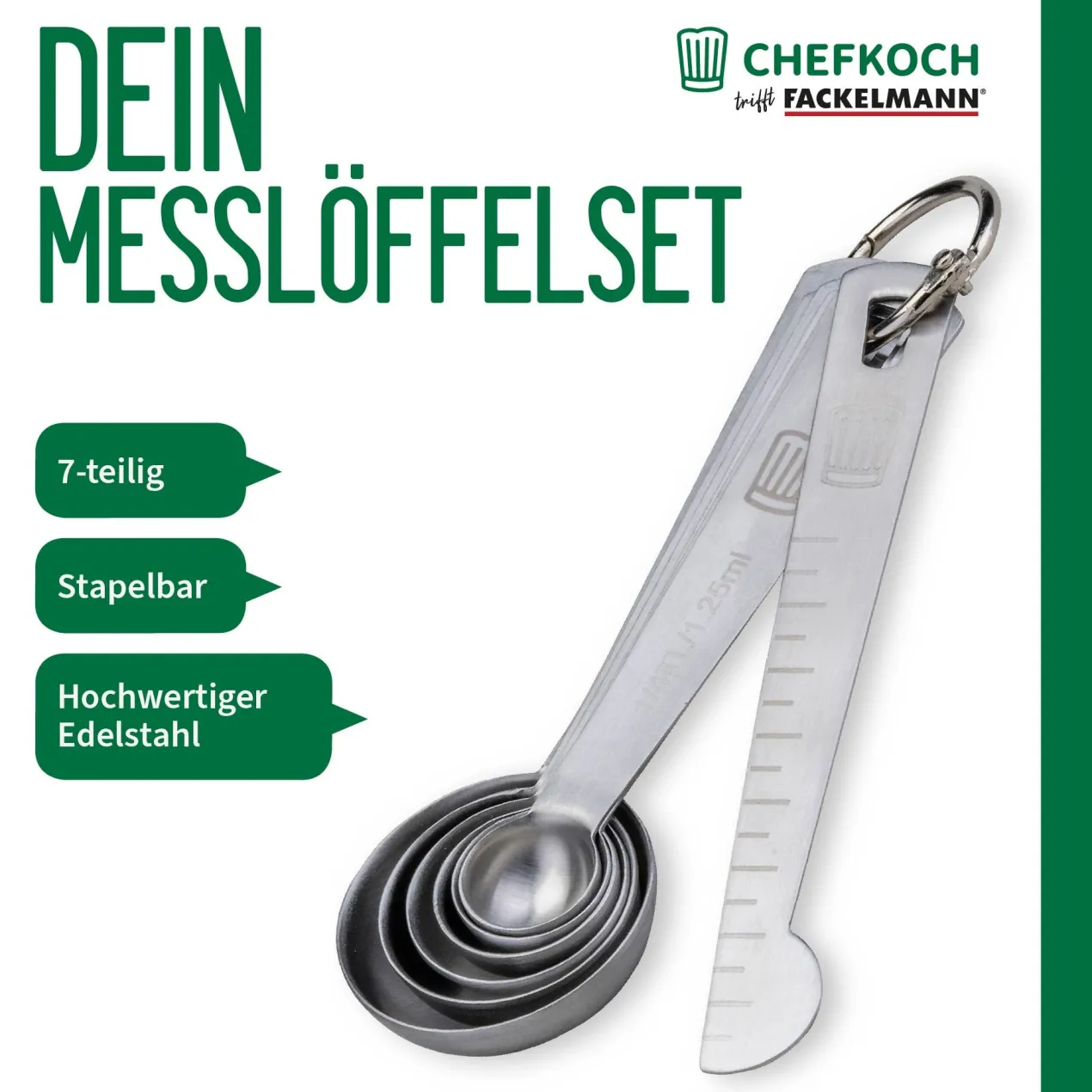 Messlöffelset, Edelstahl, 7-teilig