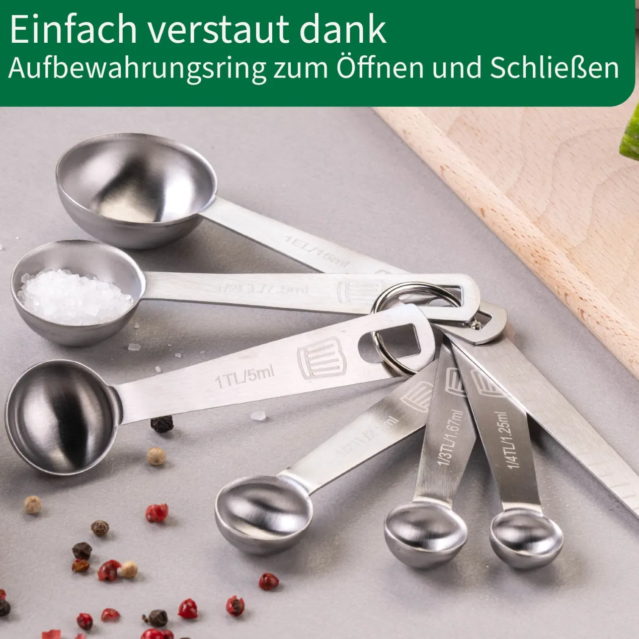Messlöffelset, Edelstahl, 7-teilig