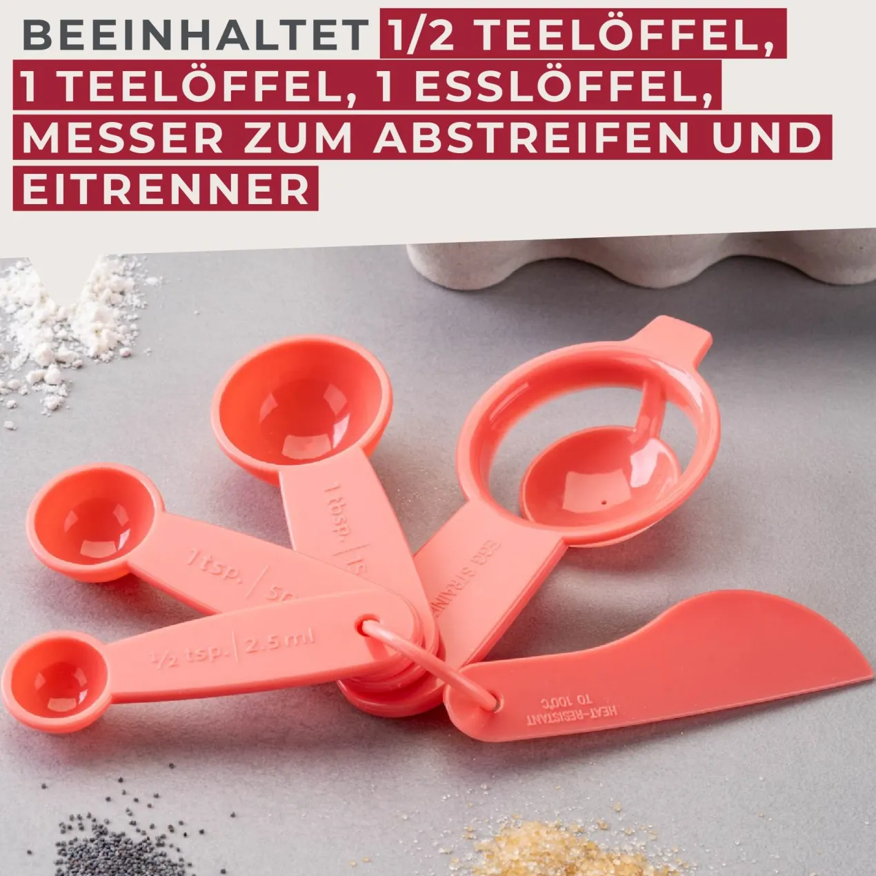 Messlöffel-Set Mini Cooking, rosa, 5-tlg,