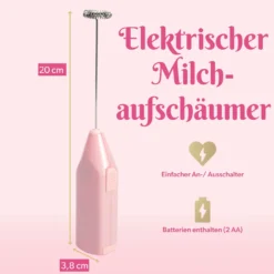 Milchaufschäumer Rosa mit Batterie