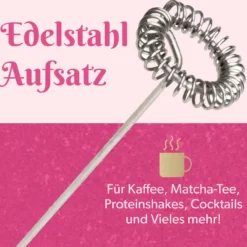 Milchaufschäumer Rosa mit Batterie