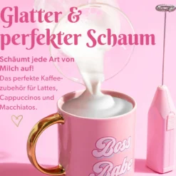 Milchaufschäumer Rosa mit Batterie