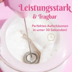 Milchaufschäumer Rosa mit Batterie