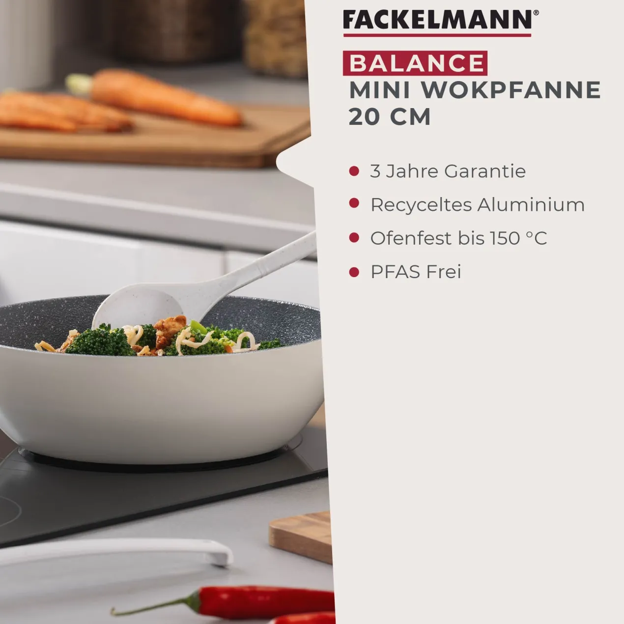Mini-Wokpfanne Balance, Keramik, antihaft, Ø20cm