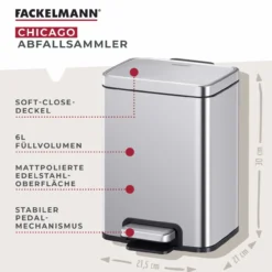 Mülleimer Chicago, silber, 6L