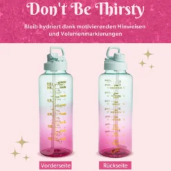 Motivations-Trinkflasche Pink/Blau, 2L