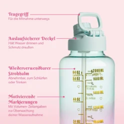 Motivations-Trinkflasche Pink/Blau, 2L