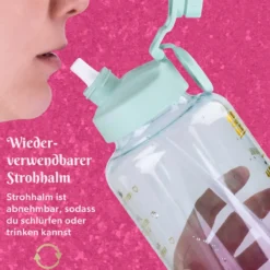 Motivations-Trinkflasche Pink/Blau, 2L