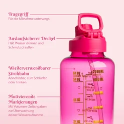 Motivations-Trinkflasche Pink, 2L