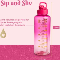 Motivations-Trinkflasche Pink, 2L