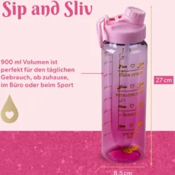 Motivations-Trinkflasche, rosa, 900ml