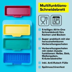 Multifunktions-Schneidebrett inkl. Vorbereitungsschalen, 5-tlg