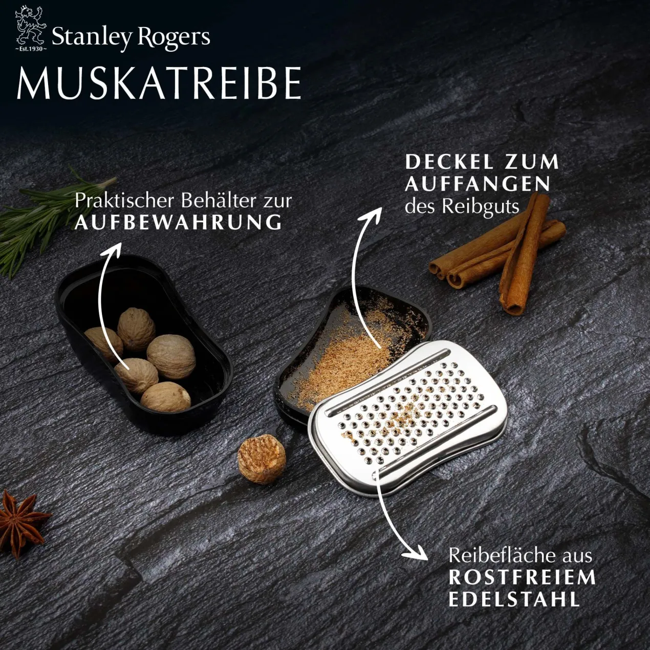 Muskatreibe mit Behälter Various, 9,5x5,4cm