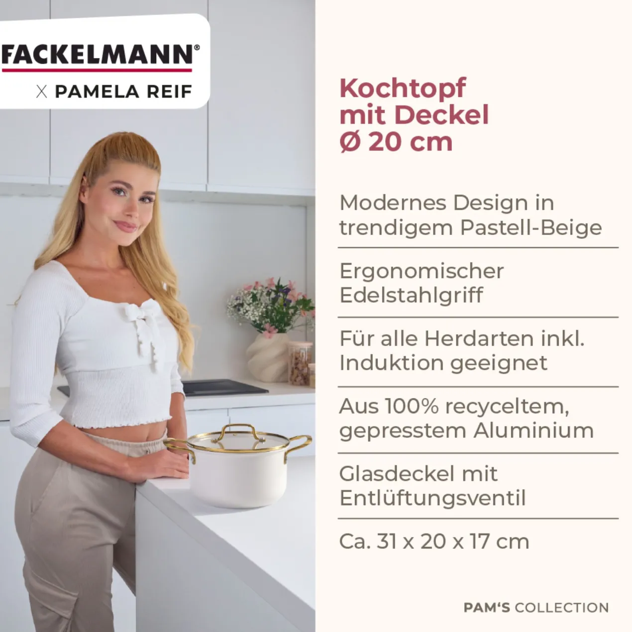 Pamela Reif Kochtopf mit Deckel Signature, Ø20cm – 20% Rabatt mit Code: COOK20