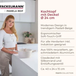 Pamela Reif Kochtopf mit Deckel Shell, Ø24cm