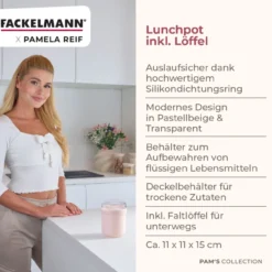 Pamela Reif Müsli to go Becher inkl. Löffel, 500ml, beige
