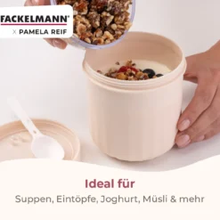 Pamela Reif Müsli to go Becher inkl. Löffel, 500ml, beige