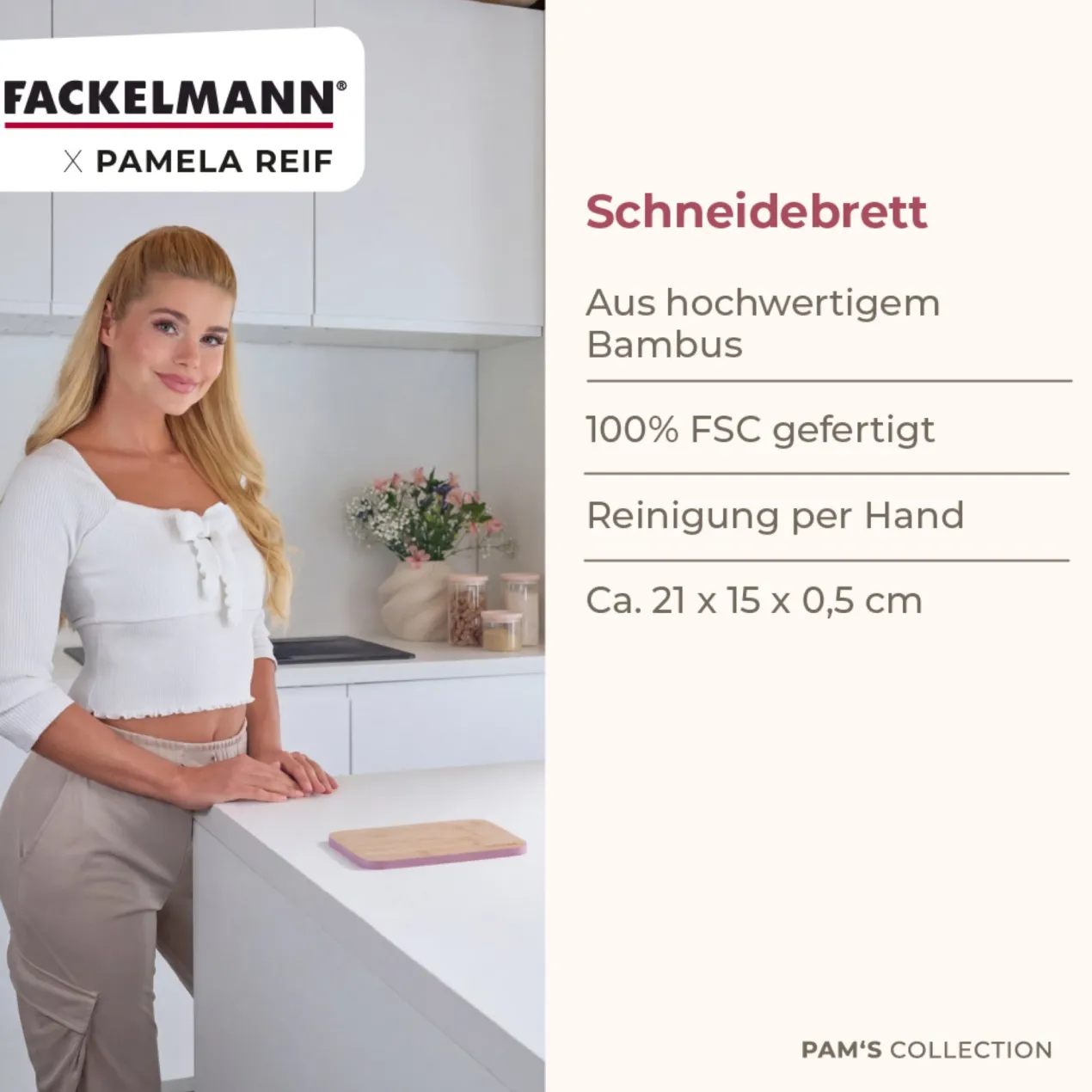 Pamela Reif Schneidebrett Bambus, 15x21cm