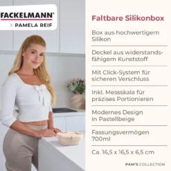 Pamela Reif Snack Box faltbar, eckig, 17x17x7cm, beige