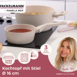 Pamela Reif Stielkasserolle mit Deckel Shell, Ø16cm