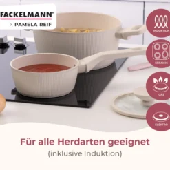 Pamela Reif Stielkasserolle mit Deckel Shell, Ø16cm