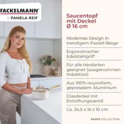 Pamela Reif Stielkasserolle mit Deckel Signature, Ø16cm – 20% Rabatt mit Code: COOK20