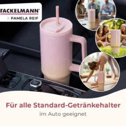 Pamela Reif Thermotrinkbecher Rosa/Beige, 1,2L