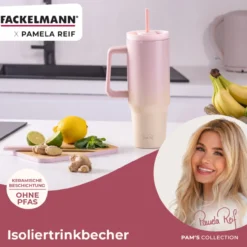 Pamela Reif Thermotrinkbecher Rosa/Beige, 1,2L