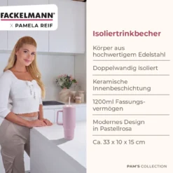 Pamela Reif Thermotrinkbecher Rosa, 1,2L