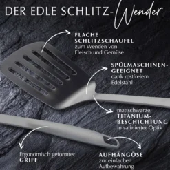 Pfannenwender mit Schlitzen Satin, schwarz, Edelstahl