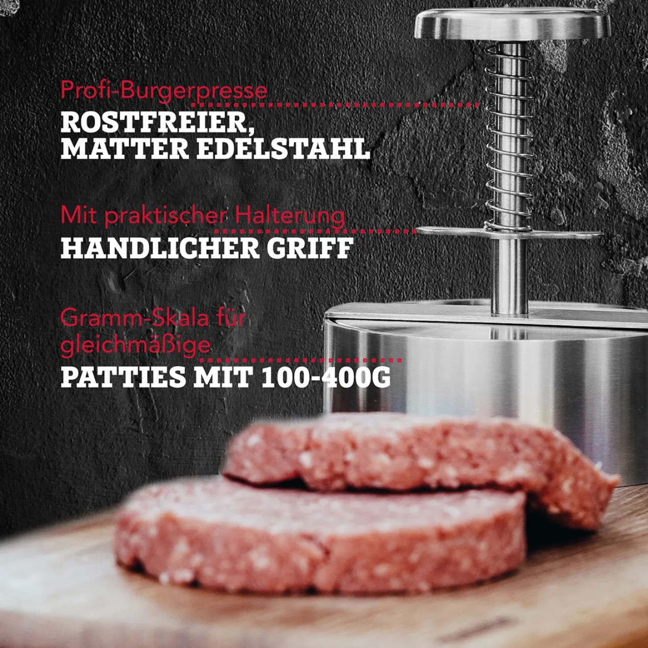 Profi-Burgerpresse, Edelstahl