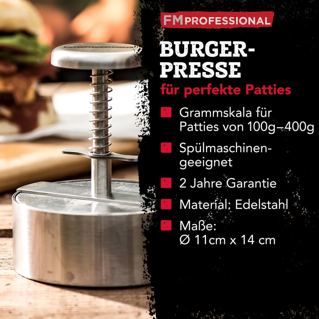Profi-Burgerpresse, Edelstahl
