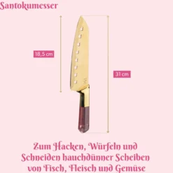 Santokumesser, gold, Herzchen