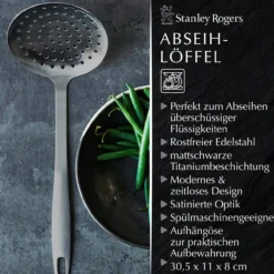 Schaumlöffel Satin, schwarz, Edelstahl