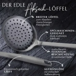 Schaumlöffel Satin, schwarz, Edelstahl