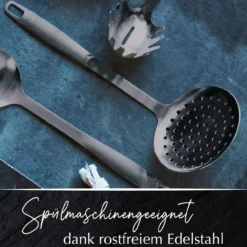Schaumlöffel Satin, schwarz, Edelstahl