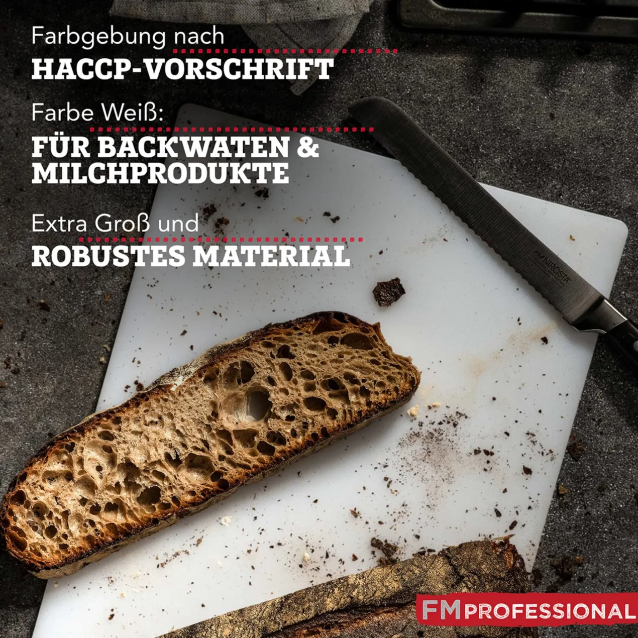 Schneidebrett HACCP für Backwaren, 45x30cm, weiß