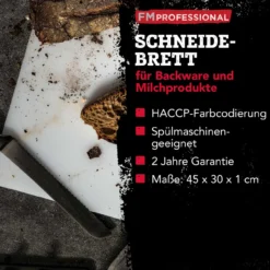 Schneidebrett HACCP für Backwaren, 45x30cm, weiß