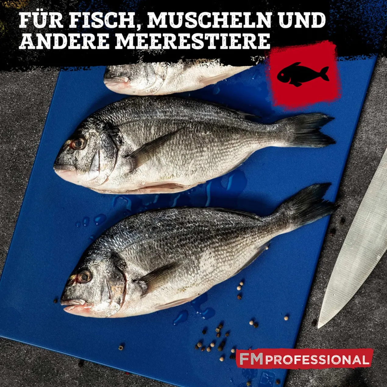 Schneidebrett HACCP für Fisch, 45x30cm, blau