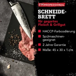 Schneidebrett HACCP für gekochtes Fleisch, 45x30cm, schwarz
