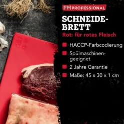 Schneidebrett HACCP für rohes Fleisch, 45x30cm, rot
