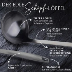 Schöpflöffel Satin, schwarz, Edelstahl
