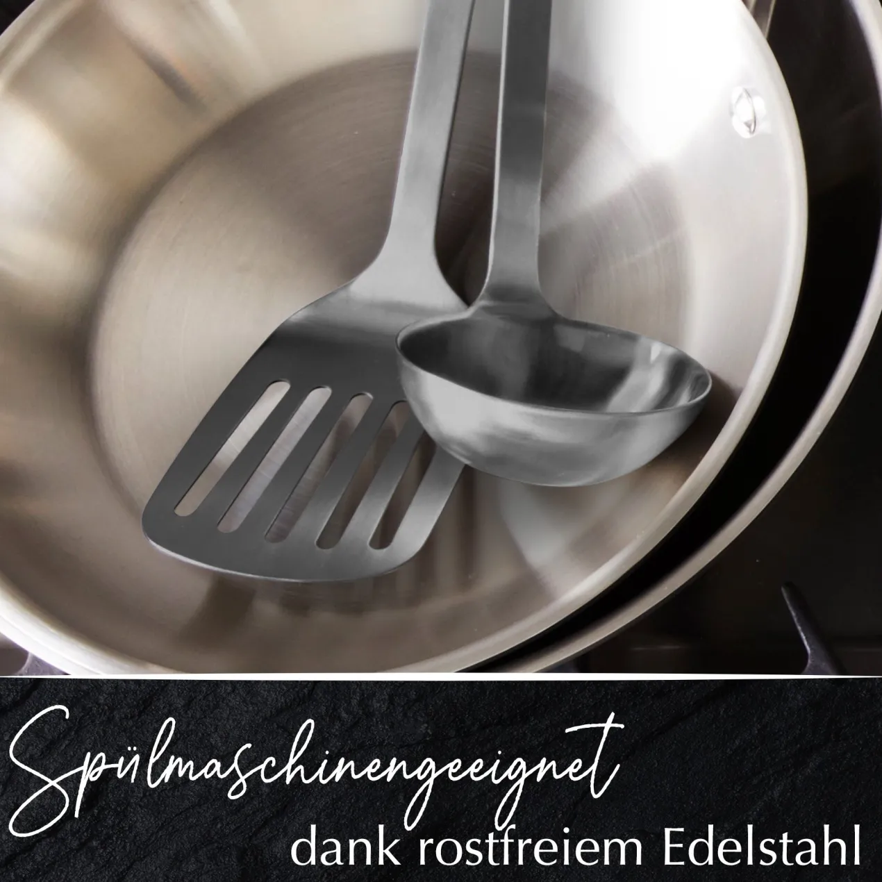 Schöpflöffel Satin, schwarz, Edelstahl