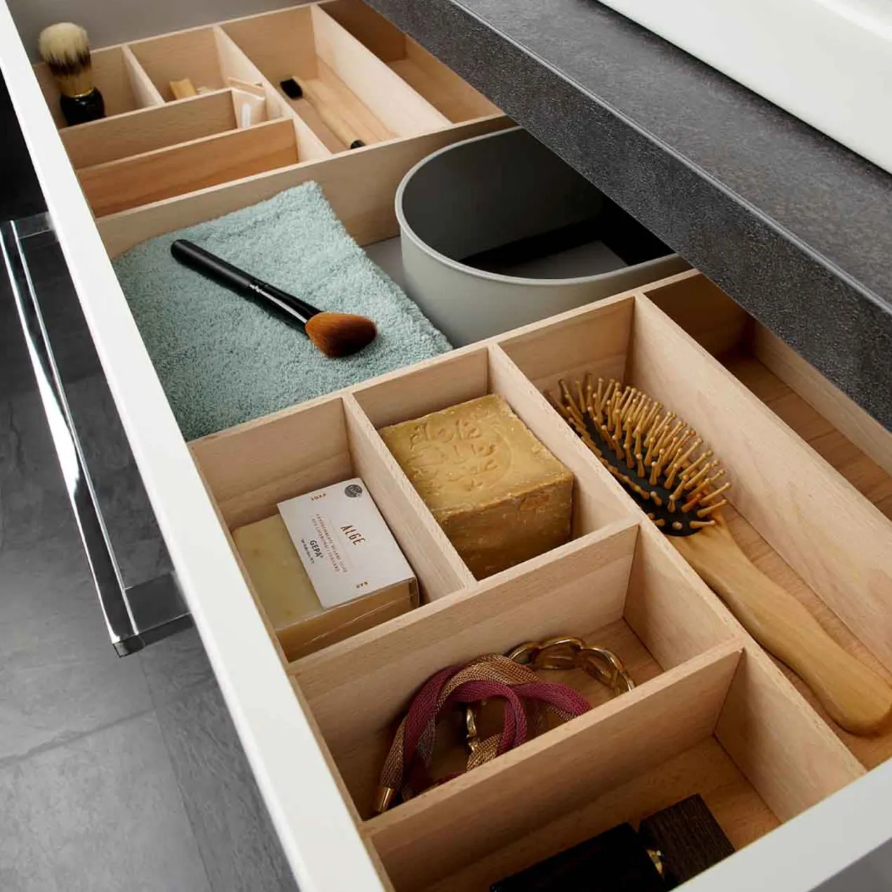 Schubkastenbox 26x7x32,1 cm, Buchenholz