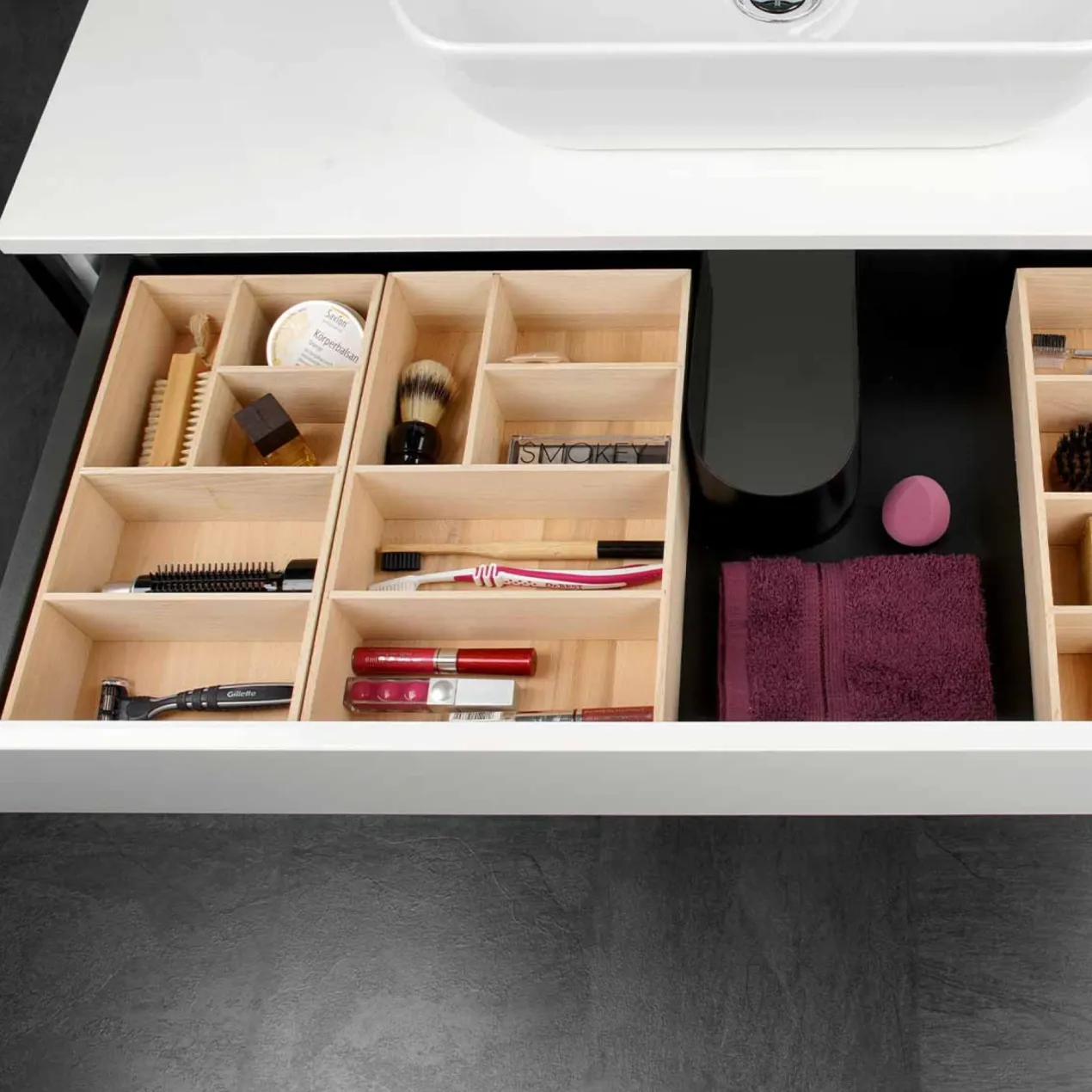Schubkastenbox 20x7x32,1 cm, Buchenholz