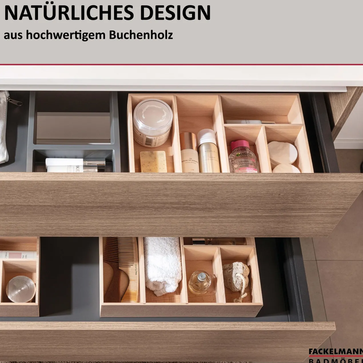 Schubkastenbox 17x7x32,1 cm, Buchenholz